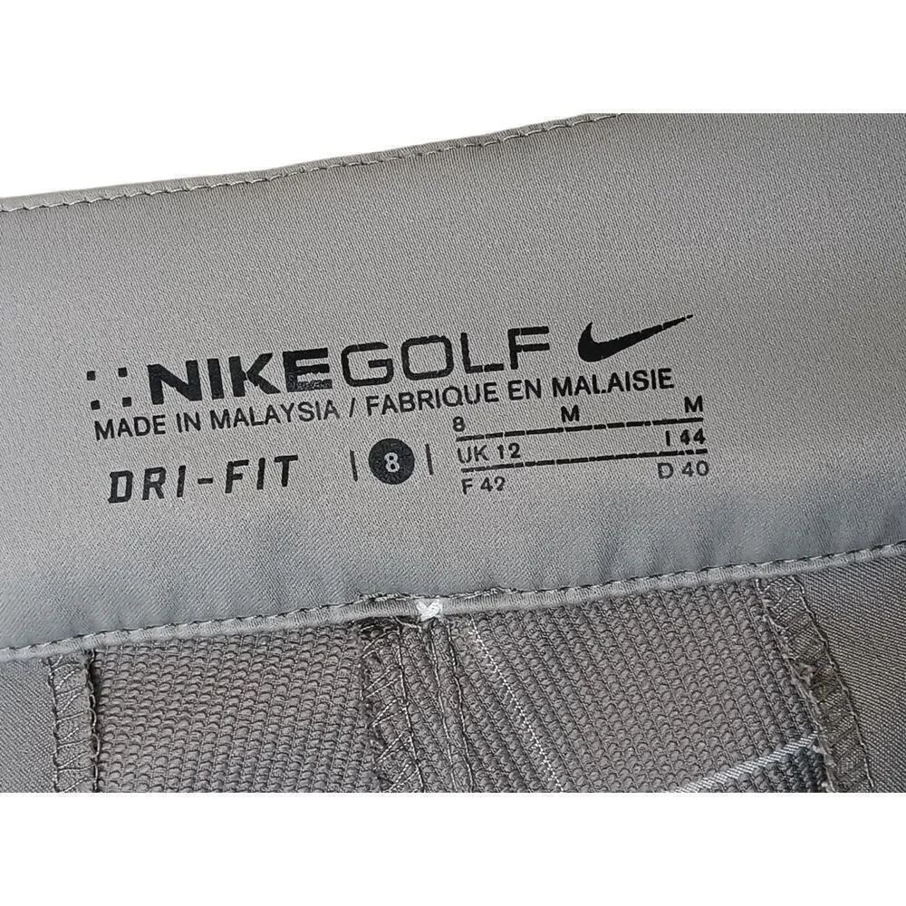 Nike Golf Pants Size 8 Gray Windowpane Plaid Dri-Fit Cropped Capris Activewear